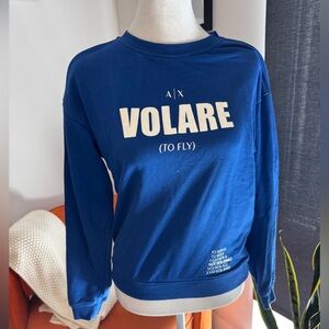 Armani Exchange Blue Graphic Crew Neck Sweater